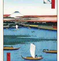 真作保証　東京都伝統工芸品　額装　　歌川広重　　木版画　 #057 三つまたわかれの渕　 初版1856-58年頃 　　広重の世界を唸らせた名構図!_画像5