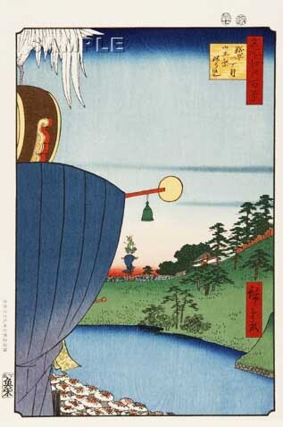 真作保証 東京都伝統工芸品 歌川広重 木版画 名所江戸百景 #051 糀町一丁目山王祭ねり込 初版1856-58年頃 広重の世界を唸らせた名構図!