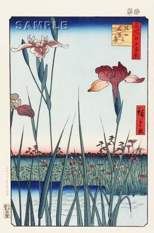 真作保証 東京都伝統工芸品 歌川広重 木版画 名所江戸百景 #064 堀切の花菖蒲 初版1856-58年頃 広重の世界を唸らせた名構図!