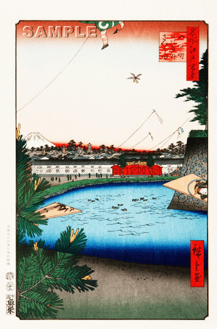真作保証 東京都伝統工芸品 歌川広重 木版画 名所江戸百景 #003 山下町日比谷さくら田 初版1856-58年頃 広重の世界を唸らせた名構図!