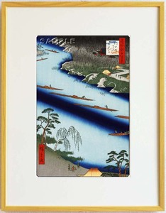  genuine work guarantee Tokyo Metropolitan area tradition handicraft frame . river wide -ply woodblock print #020 Kawaguchi. cotton plant .. light temple the first version 1856-58 year about wide -ply. world ..... name structure map!