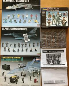 レベル1/72NATOPILOT,ハセガワ1/48アメリカ海軍パイロット/デッキクルーセットA,パイロット/グランドクルーセットB,USグランドクル-セットA