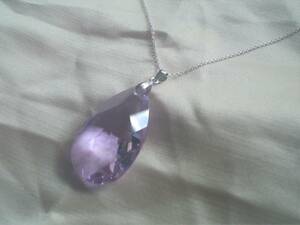 Art hand Auction ★Handmade Crystal Glass & Silver 925 Light Purple Drop Pendant Brand New★★, Handmade, Accessories (for women), necklace, pendant, choker