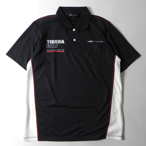 ティゴラ TIGORA ロゴ刺繍 ドライポロシャツ 半袖 胸ポケット メッシュ切替 ゴルフウェア L ブラック m0507-11