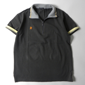 ポールスミス R.NEWBOLD コットン100% ロゴ刺繍 カノコハーフジップポロシャツ 半袖 L グレー m0507-9