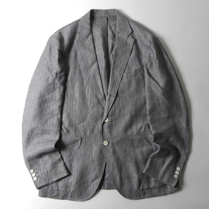  Takeo Kikuchi 40ct 525 BY TAKEO KIKUCHI лен 100% "в елочку" рисунок linen tailored jacket уровень возврат .3tsu.3 серый сделано в Японии m0515-4