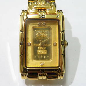 16572 上604-378 エルジン 腕時計 FK-929 インゴット 1g FINE GOLD 999.9 アナログ スクエア 石付 クォーツ ELGIN 60の画像1