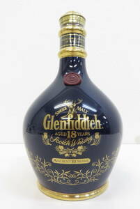 2058 小605-042　グレンフィディック 18年　Glenfiddich　スコッチ ウイスキー　青色 陶器ボトル　液面低下あり　未開栓 古酒　60