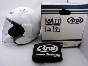 【送料無料】使用極わずか 美品 Arai アライ MZ-F GLASS WHITE グラスホワイト Lサイズ 元箱付き ジェットヘルメット