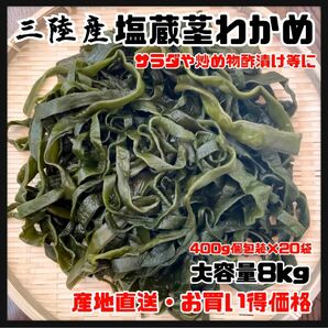 【塩蔵茎わかめ】大容量8kg 産地直送 三陸産 人気 個包装20袋 茎わかめ　わかめ　ワカメ　海藻　三陸名産　サラダ