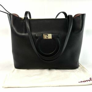 ☆1000円スタート☆ Ferragamo トートバッグ ハンドバッグ レザー ブラック 大容量 フェラガモ 21H019 レディース ヴィンテージ RL