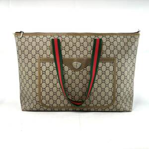 ☆1円スタート☆ GUCCI トートバッグ オールドグッチ グッチ シェリーライン ヴィンテージ GG柄 PVC レザー レディース メンズ RL