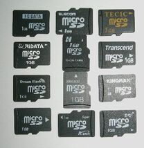 Transcend、Kingmax、PQI、A-Data、Elecom等の各社扱い1GBマイクロSDカード_未使用バルク品1枚_異常動作コントローラ対応品_画像1