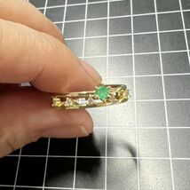 A495 匿名配送 指輪 レディース リング グリーン ジルコニア 二連 ゴールド s925 刻印あり フリーサイズ サイズ調節可能 綺麗 可愛い_画像7