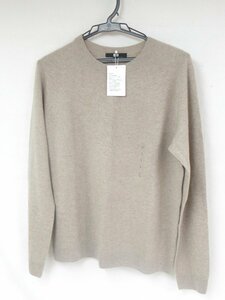 ○ 未使用タグ付き UNIQLO ユニクロ 3Dカシミヤクルーネックセーター（長袖）Lサイズ ベージュ系 251-461079 レディース