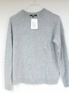 ○ 未使用タグ付き UNIQLO ユニクロ 3Dカシミヤクルーネックセーター（長袖）Sサイズ グレー系 251-461079 レディース