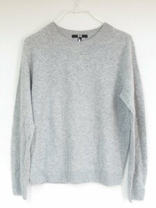 ○ 未使用タグ付き UNIQLO ユニクロ 3Dカシミヤクルーネックセーター（長袖）Mサイズ グレー系 251-461079 レディース