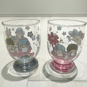 保管品　リトルツインスターズ　キキララ　グラス　2個セット　ピンク　ブルー　サンリオ　グッズ　コップ グラスセット SANRIO 