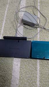 * Nintendo 3DS aqua blue junk!! operation is does, but! following reference! with charger . soft . in set *