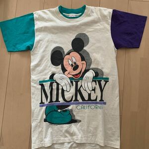 80s 90s【sherry's】シェリーズ Mickey プリント vintage Tシャツ ミッキー Disney ディズニー USA製 S クレイジー シングルステッチ