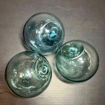 硝子玉 ガラス玉 浮き玉 硝子 硝子細工 3個 直径9cm レトロ アンティーク _画像3