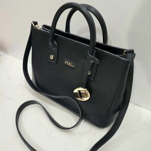 フルラ 2way ショルダーバッグ ハンドバック 黒 ブラック レザー FURLA