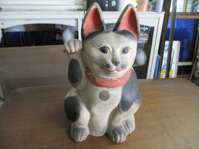 即決【昭和レトロ百貨店】大きな招き猫 戦前土人形縁起物商売 即決【昭和レトロ百貨店】大きな招き猫 戦前土人形縁起物商売