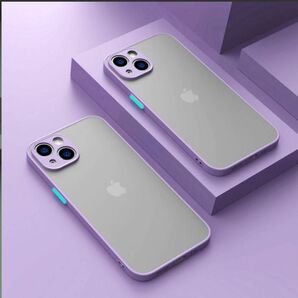 iPhone13pro ケース マットクリア マット 半透明 パープル 紫 シンプル 可愛い 韓国 お洒落 TPU