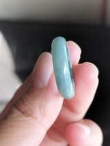 翡翠（A）　氷藍水翡翠　天然石　高品質細身　リング　指輪　男女兼用　18号_画像5