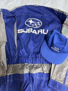 新品未使用 SUBARU メカニック つなぎ キャップ付き LL スバル 作業着 整備 ガレージ レース 工具 ブルー