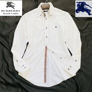 * pressure volume! Burberry hose Logo embroidery [ beautiful goods ] Burberry * top class! stretch cotton long sleeve shirt dress shirt 2(M size ) BURBERRY