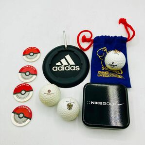 ゴルフ用品 4点セット ブルガリ バレンシアガ NIKE adidas Pokmon ボール　マーカー パッティングマットケース