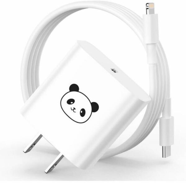 充電器 iPhone 急速充電器 20W USB C PD [Apple MFi&PSE認定] Lightningケーブル付 iPad/AirPods パンダ