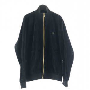 【中古】FRED PERRY ベロアジャケット アーガイル柄 サイズL　ブラック フレッドペリー トラックジャケット[240017628078]