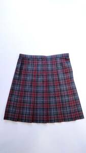 ##s742 gray × red check uniform skirt largish w80 ##