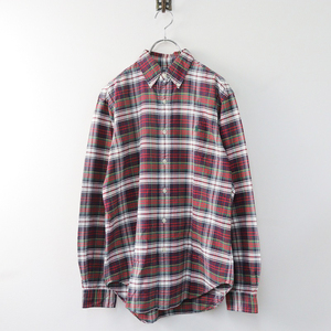  Ralph Lauren Ralph Lauren BDpo knee embroidery check shirt S/ red feather weave button down Logo blouse cut and sewn [2400013857857]