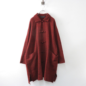  Jurgen Lehl Jurgen Lehl.. wool long coat M/ red feather weave outer [2400013859066]