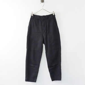 2023SS エムエイチエル マーガレットハウエル MHL. MARGARET HOWELL WORN LINEN COTTON DRILL パンツ 0/ブラック【2400013866606】