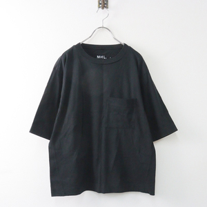 2020SS エムエイチエル マーガレットハウエル MHL GARMENT DYE BASIC JERSEY コットンジャージーTシャツ 2/ブラック【2400013873192】