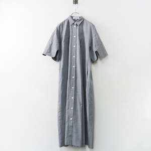 定価5.3万 2023AW エンフォルド ENFOLD WIDE-BOX-PLEATS DRESS ワイドボックスプリーツ ドレス 36/グレー ワンピース-. 【2400013871044】