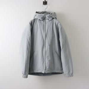 go-shu cotton f- dead double Zip down jacket 2/ light gray feather weave outer hood front opening [2400013886956]