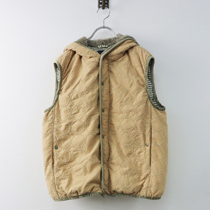  mina perhonen mina perhonen tambourine embroidery with a hood down vest M/ beige outer [2400013886413]