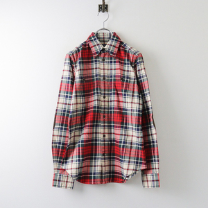  Ralph Lauren RALPH LAUREN elbow present . check shirt 4/ red tops blouse front opening long sleeve total pattern [2400013893275]