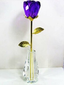【限定品】超美品水晶のバラ置物(ロマンチックなプレゼント)1203-YS-100D