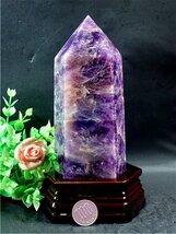 1093g 天然～愛の守護石～夢幻紫水晶アメジスト六角柱179G2-124G14D_画像1