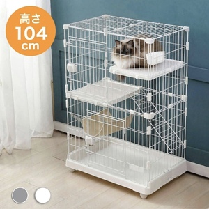  used . beautiful goods cat cage with casters 1 step 2 step possibility white assembly type gauge 