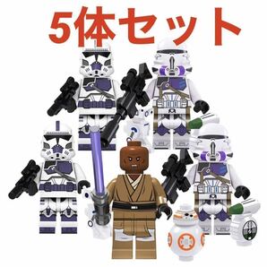 レゴ互換 スターウォーズ メイス・ウィンドゥ＆第187軍団 クローン・トルーパー ミニフィグ5体セット/クローン・コマンダー