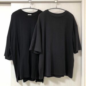 【中古】メンズ 半袖Tシャツ 2枚セット ブラック UNIQLO GU クルーネック L XL