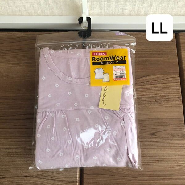 【新品未使用】レディース 半袖パジャマ Tシャツ＆ハーフパンツ ピンク LLサイズ