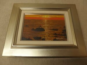 0540009w【垣内宏乃 油彩 「瀬戸の朝」】額装/風景画/37.5×30.5cm程/中古品